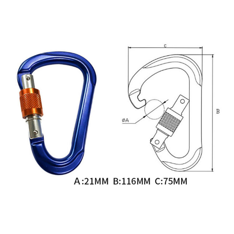 Wholesale Climbing Carabiner Clip Locking Screw Gate 12kn Heavy Duty For Mountaineering